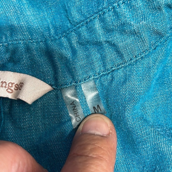 Soft Surroundings Shirt Dress
Size M Turquoise Blue
Chambray Lagenlook Tunic - Picture 10 of 11